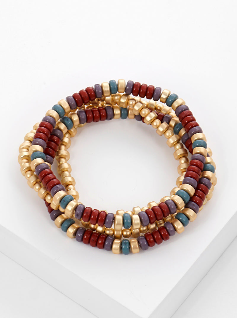 Set Of 4 Multi Beads Stretch Stackable Bracelet