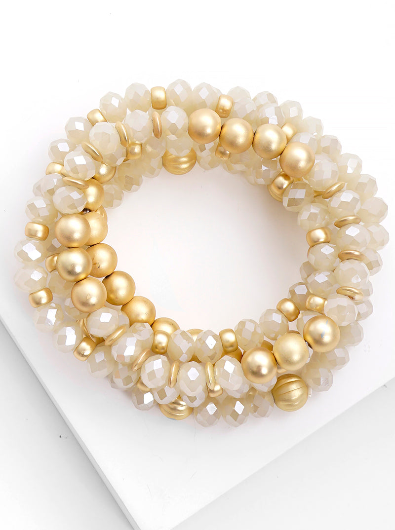Set Of 5 Multi Bead Stretch Stackable Bracelet