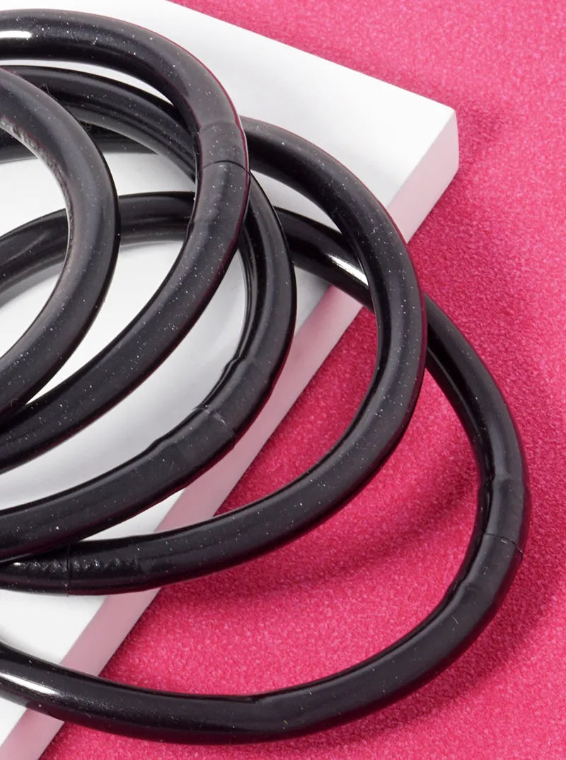 Set Of 9 Jelly Tube Stackable Bangle Bracelet Black