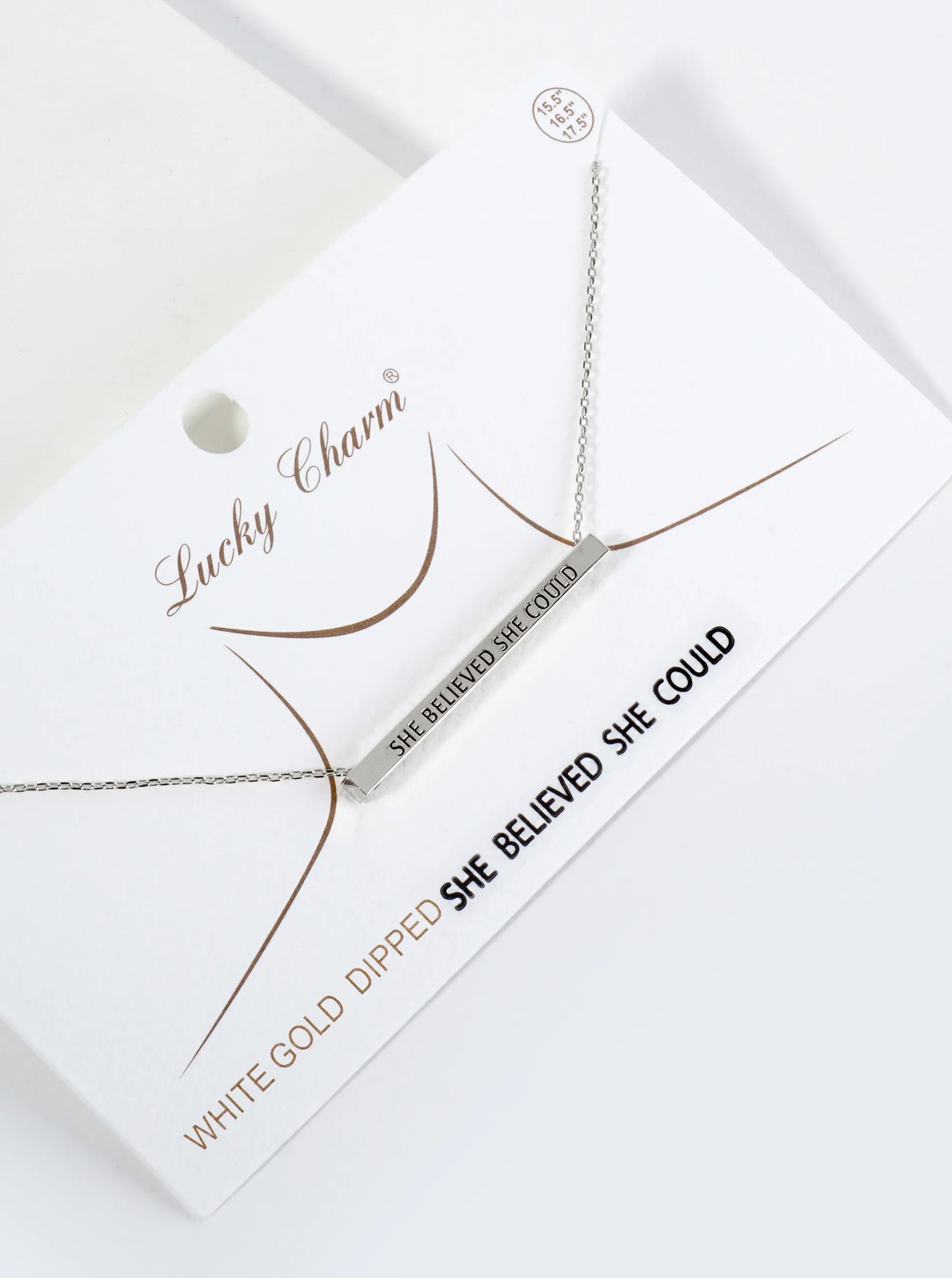 She Believed She Could Engraved 18K Gold Dipped Horizontal Brass Bar Pendant Inspirational Necklace