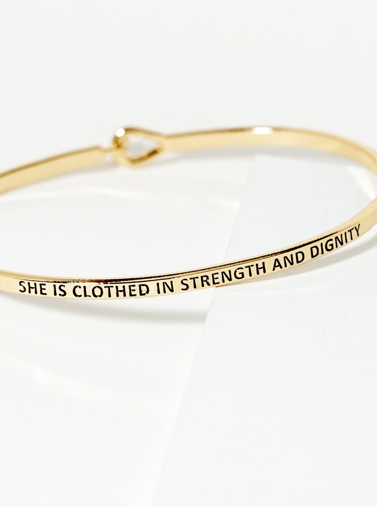 She-Is-Clothed-In-Strength-And-Dignity Engraved Inspirational Bangle Bracelet