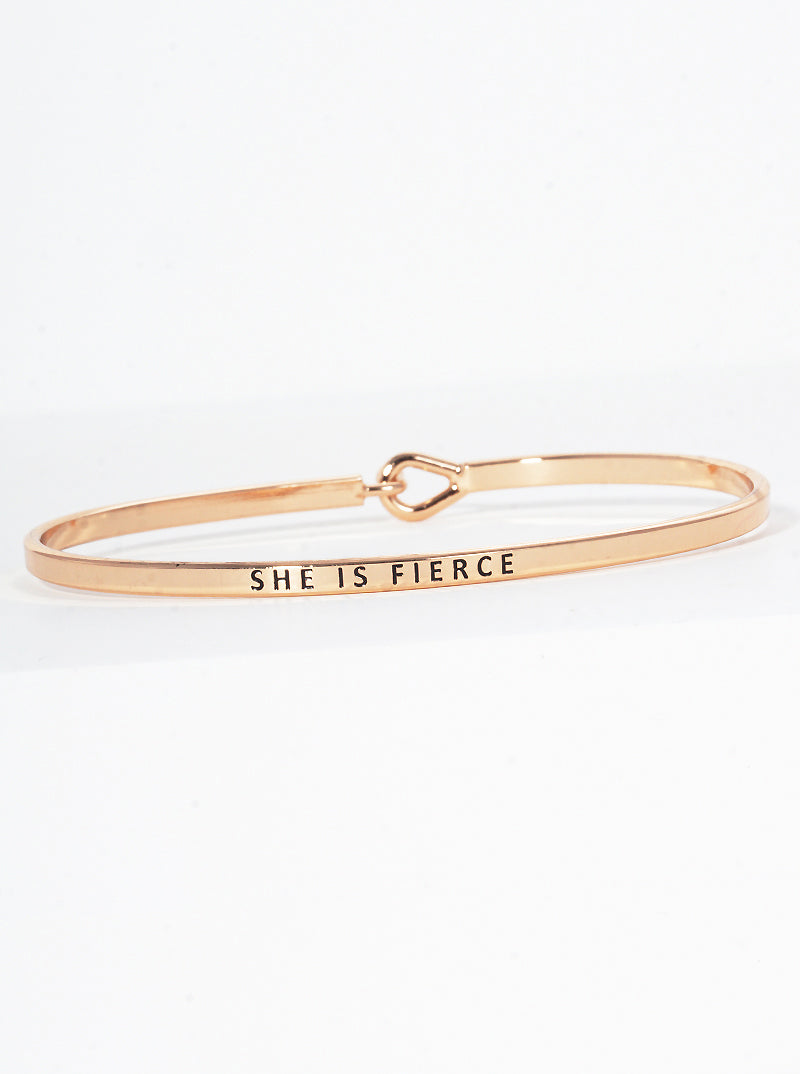 She Is Fierce Engraved Inspirational Bangle Bracelet
