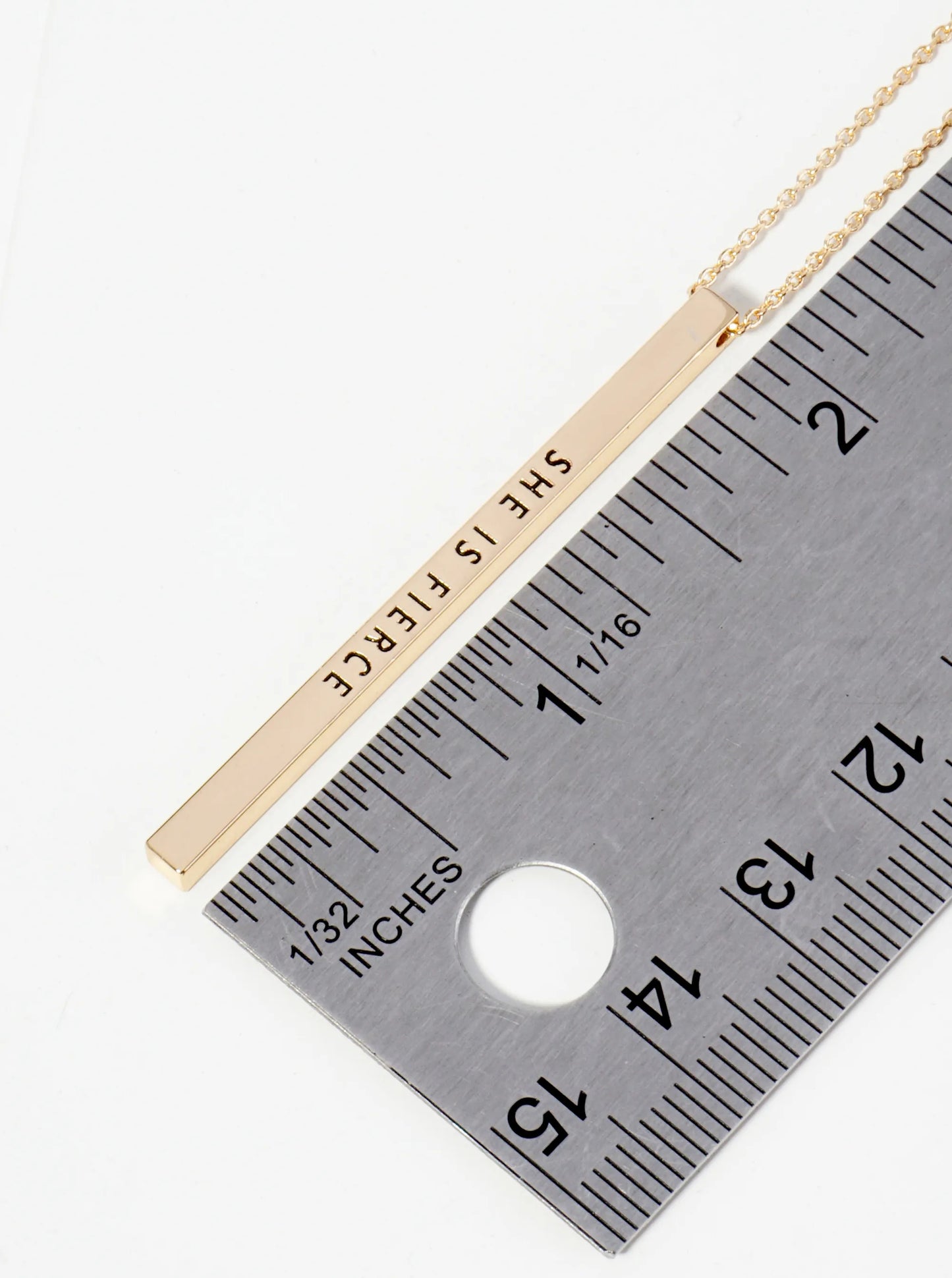 She Is Fierce Engraved Vertical Bar Pendant Inspirational Necklace