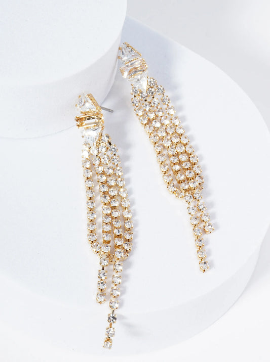 Shimmering Thread Rhinestone Earrings