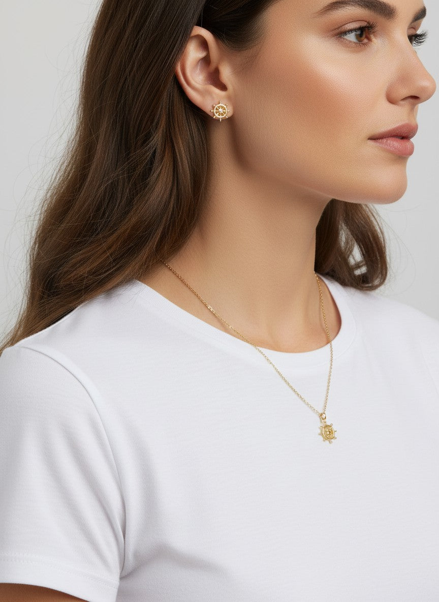 Ship Wheel Pendant Necklace