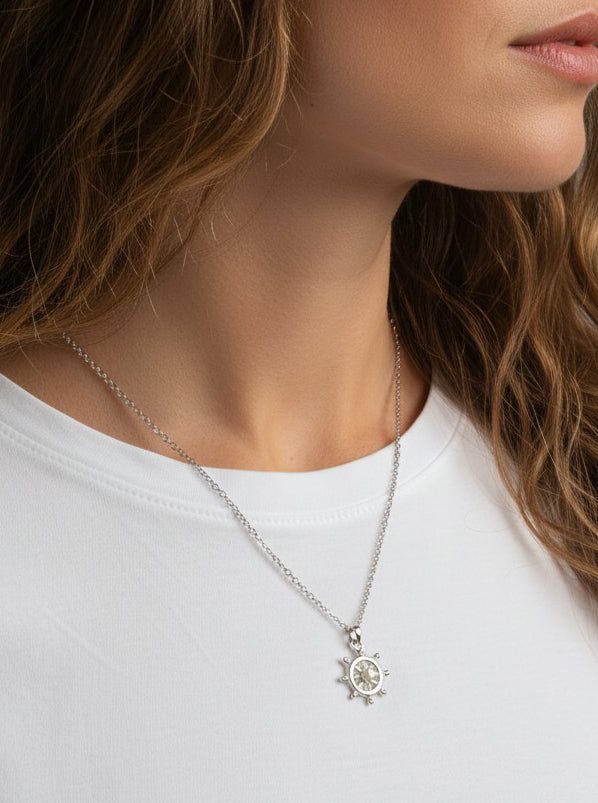 Ship Wheel Pendant Necklace