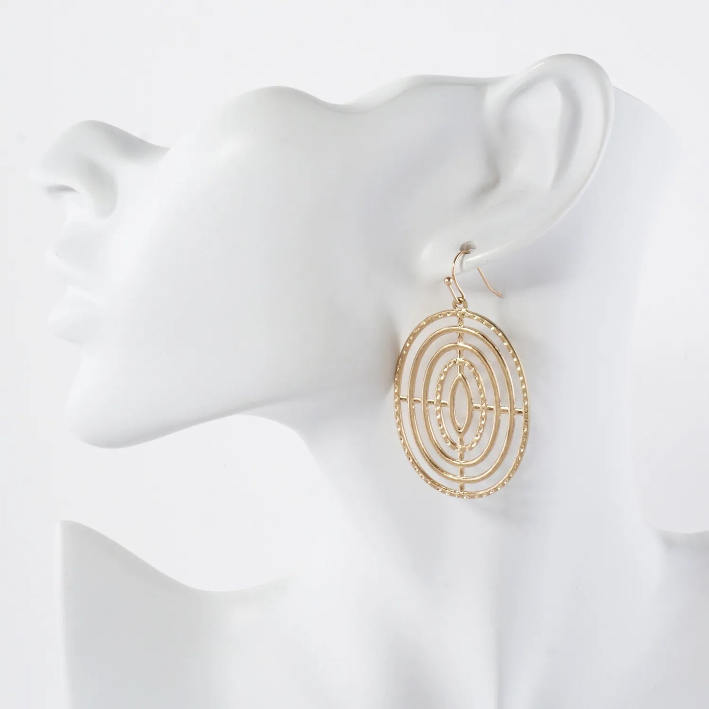 Shooting-Target Inspired Textured Filigree Oval Earrings