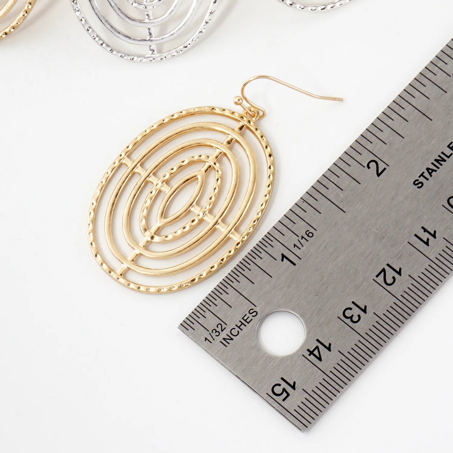 Shooting-Target Inspired Textured Filigree Oval Earrings