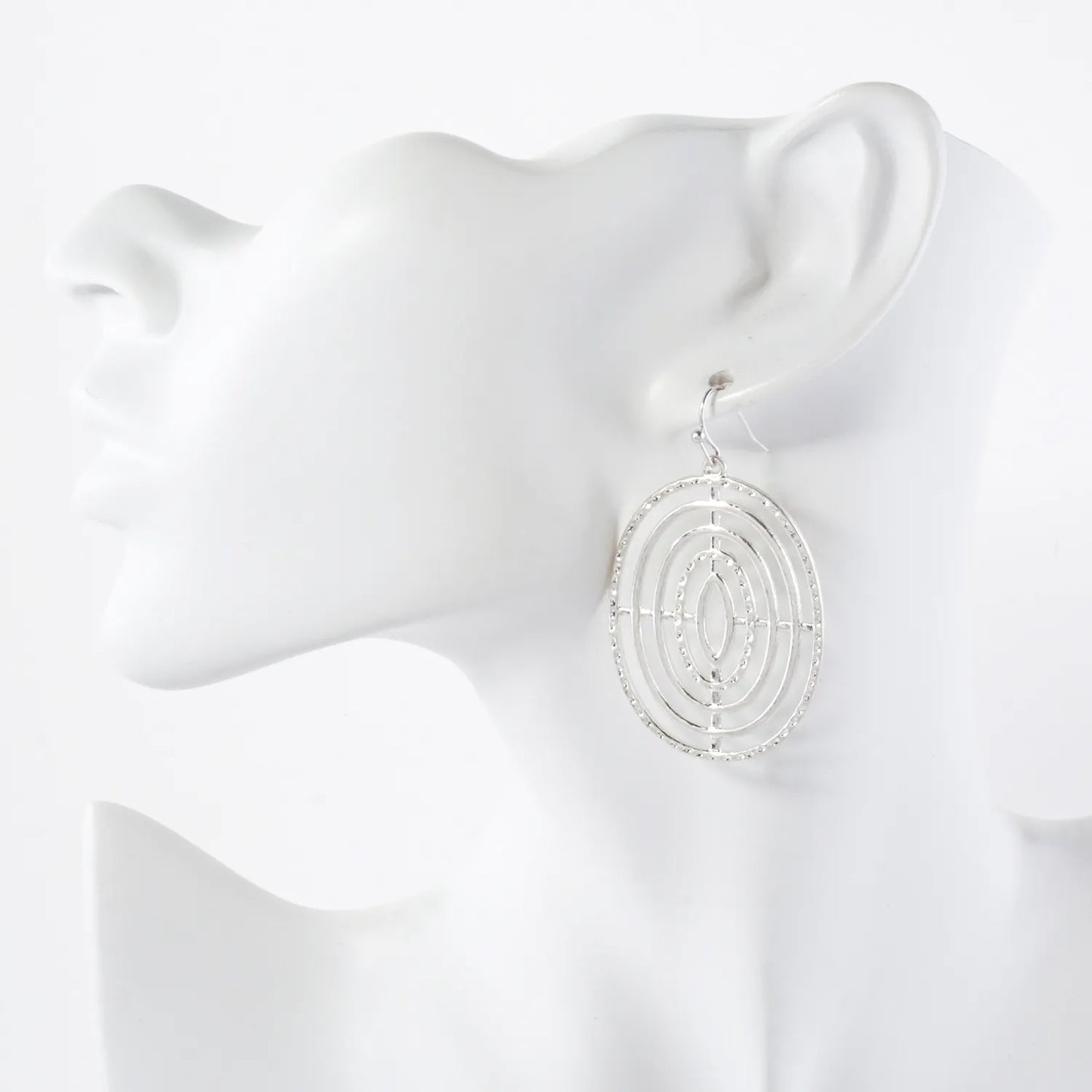 Shooting-Target Inspired Textured Filigree Oval Earrings