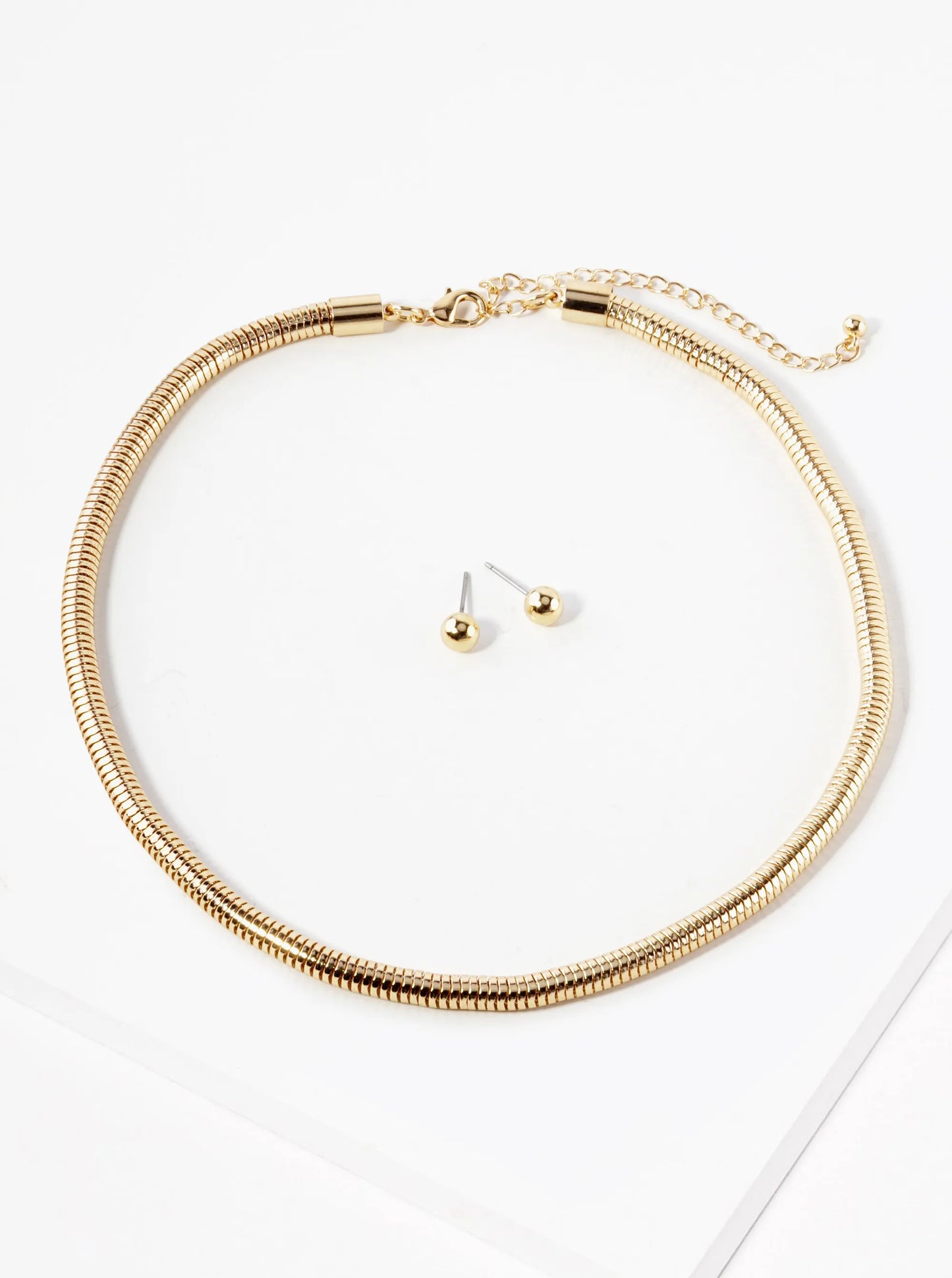 Short Brass Chain Necklace Set With Earrings