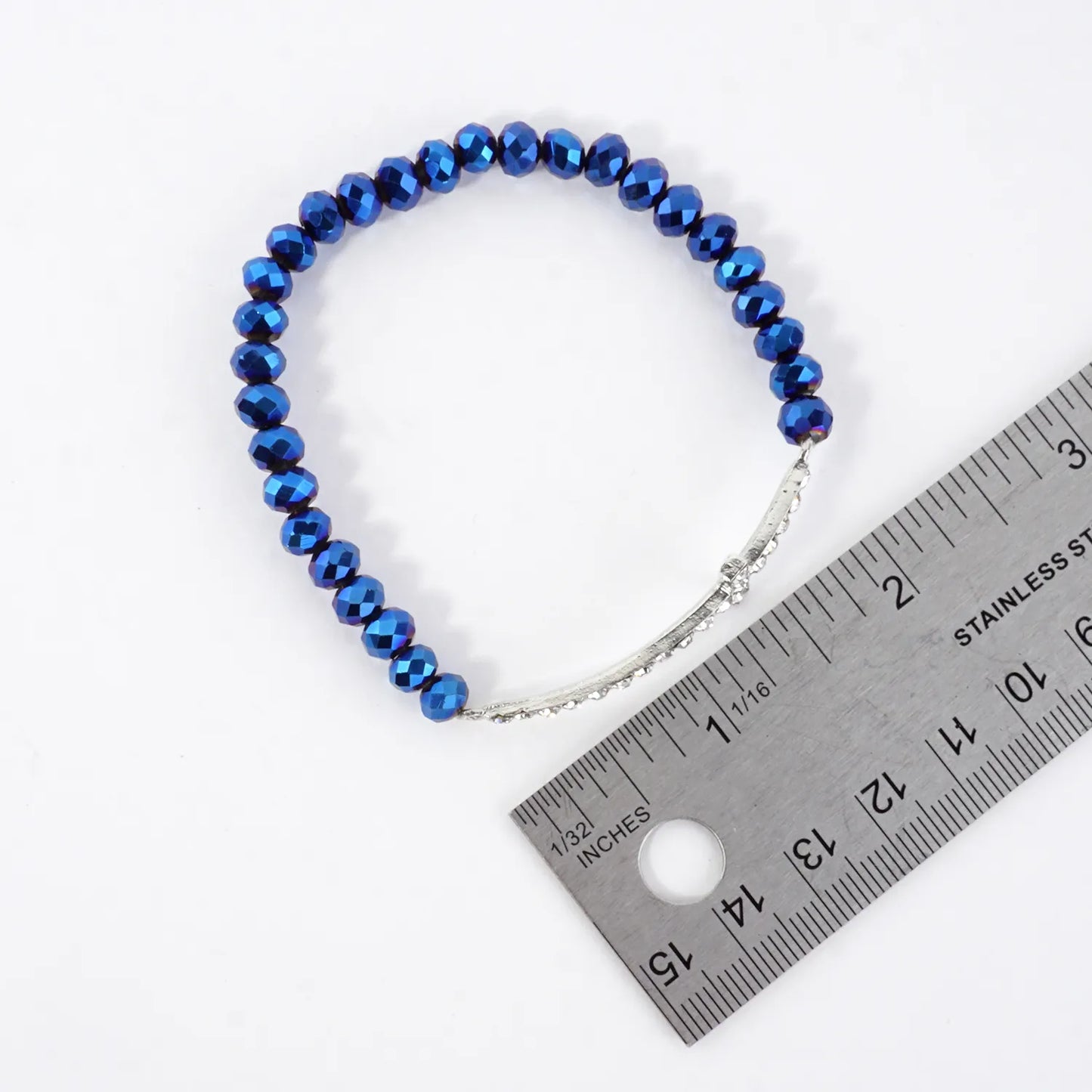 Sideways Crystal Pave Cross Metallic Glass Stretch