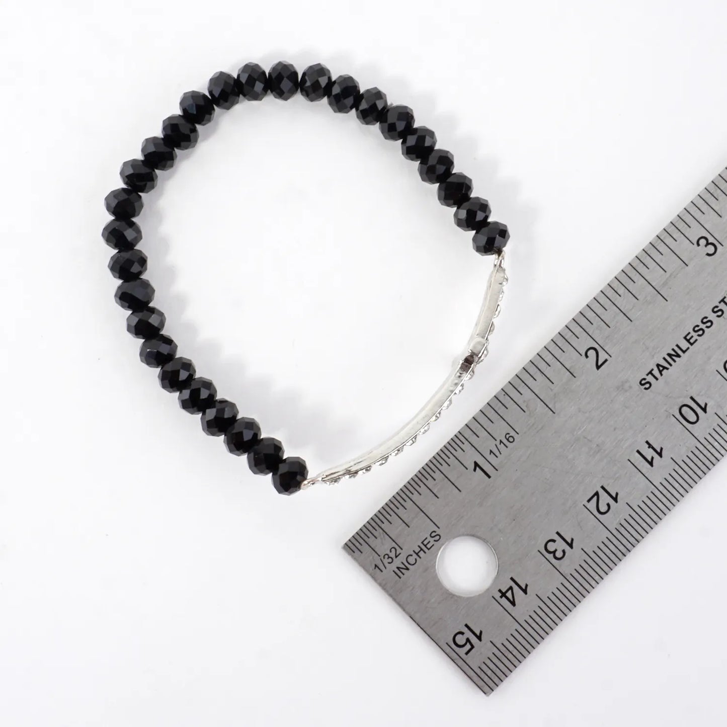 Sideways Crystal Pave Cross Metallic Glass Stretch