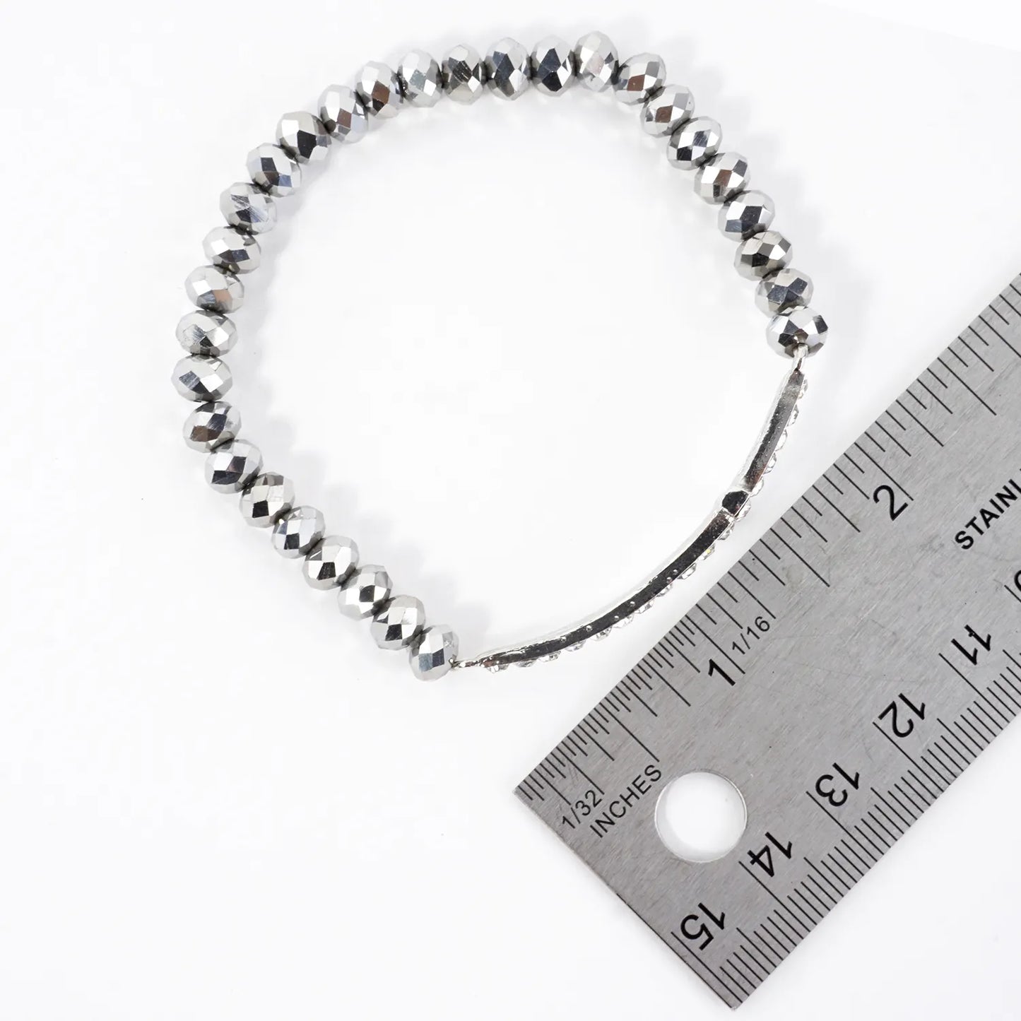 Sideways Crystal Pave Cross Metallic Glass Stretch