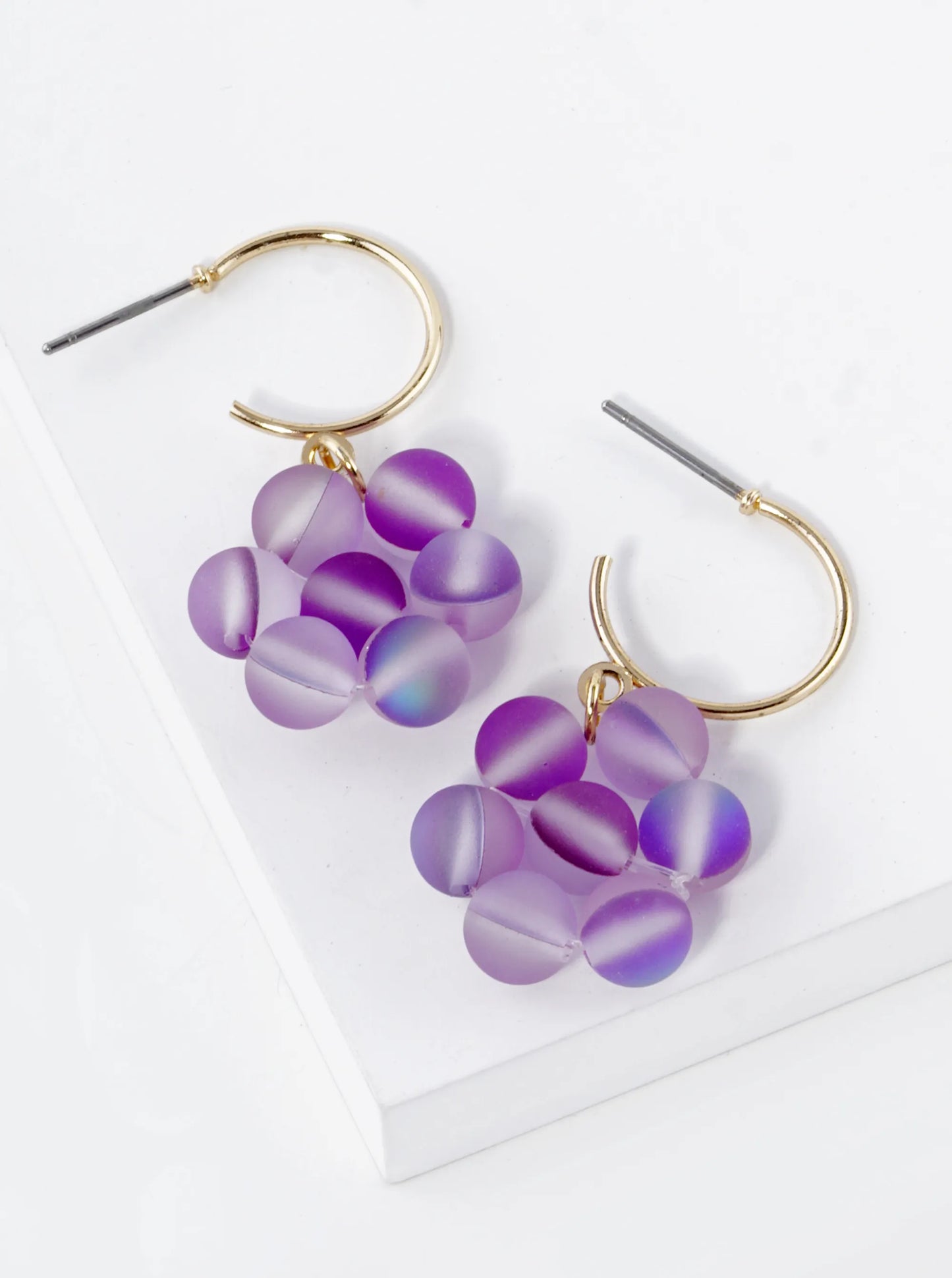 Silicone Beaded Flower Drop 15mm Open Hoop Earrings