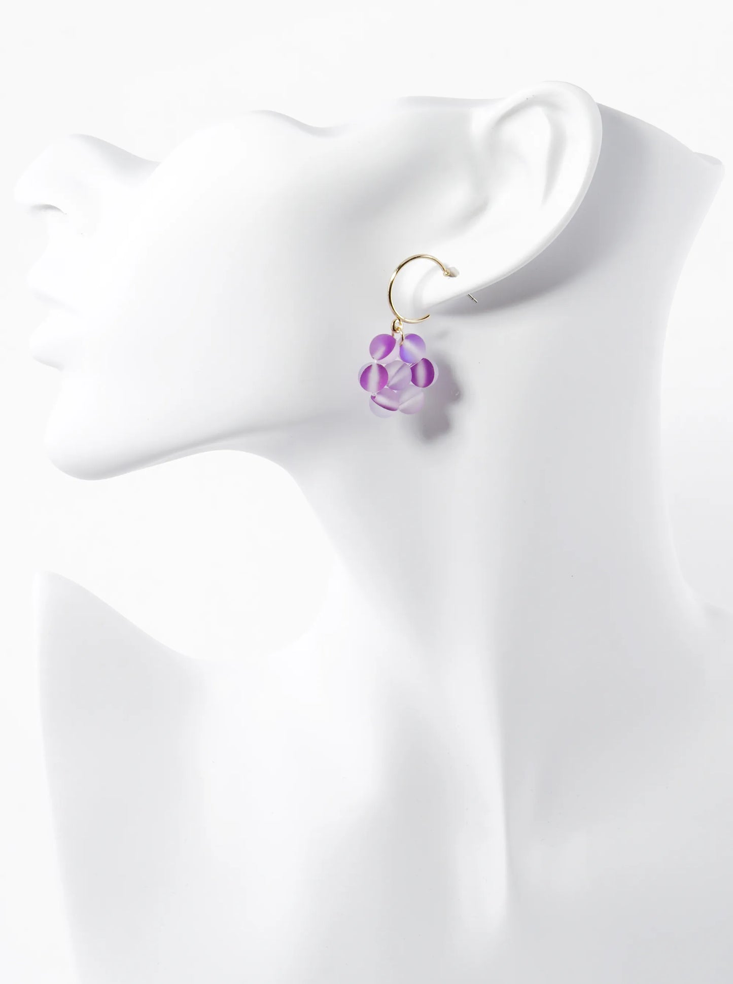 Silicone Beaded Flower Drop 15mm Open Hoop Earrings