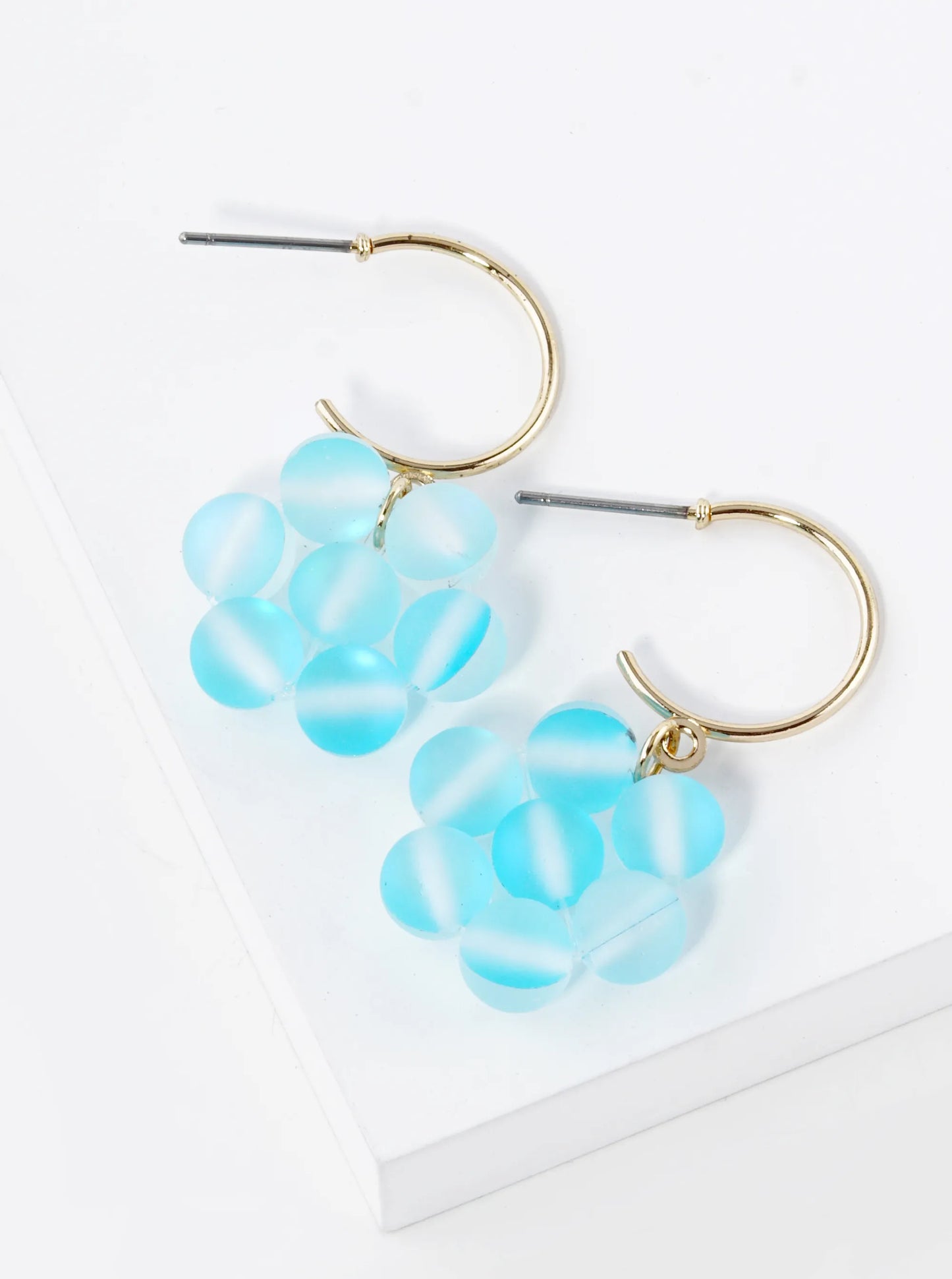 Silicone Beaded Flower Drop 15mm Open Hoop Earrings