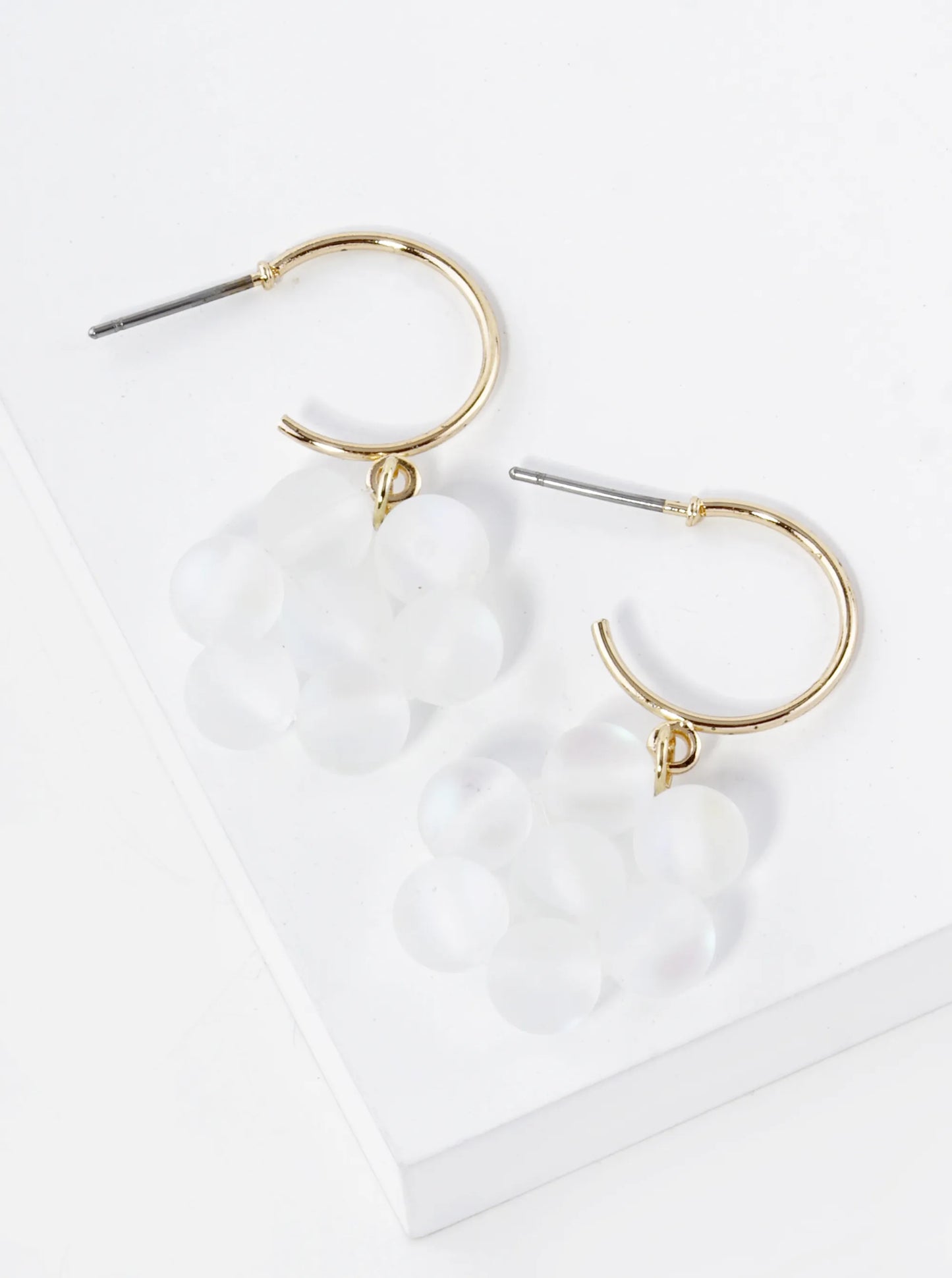 Silicone Beaded Flower Drop 15mm Open Hoop Earrings