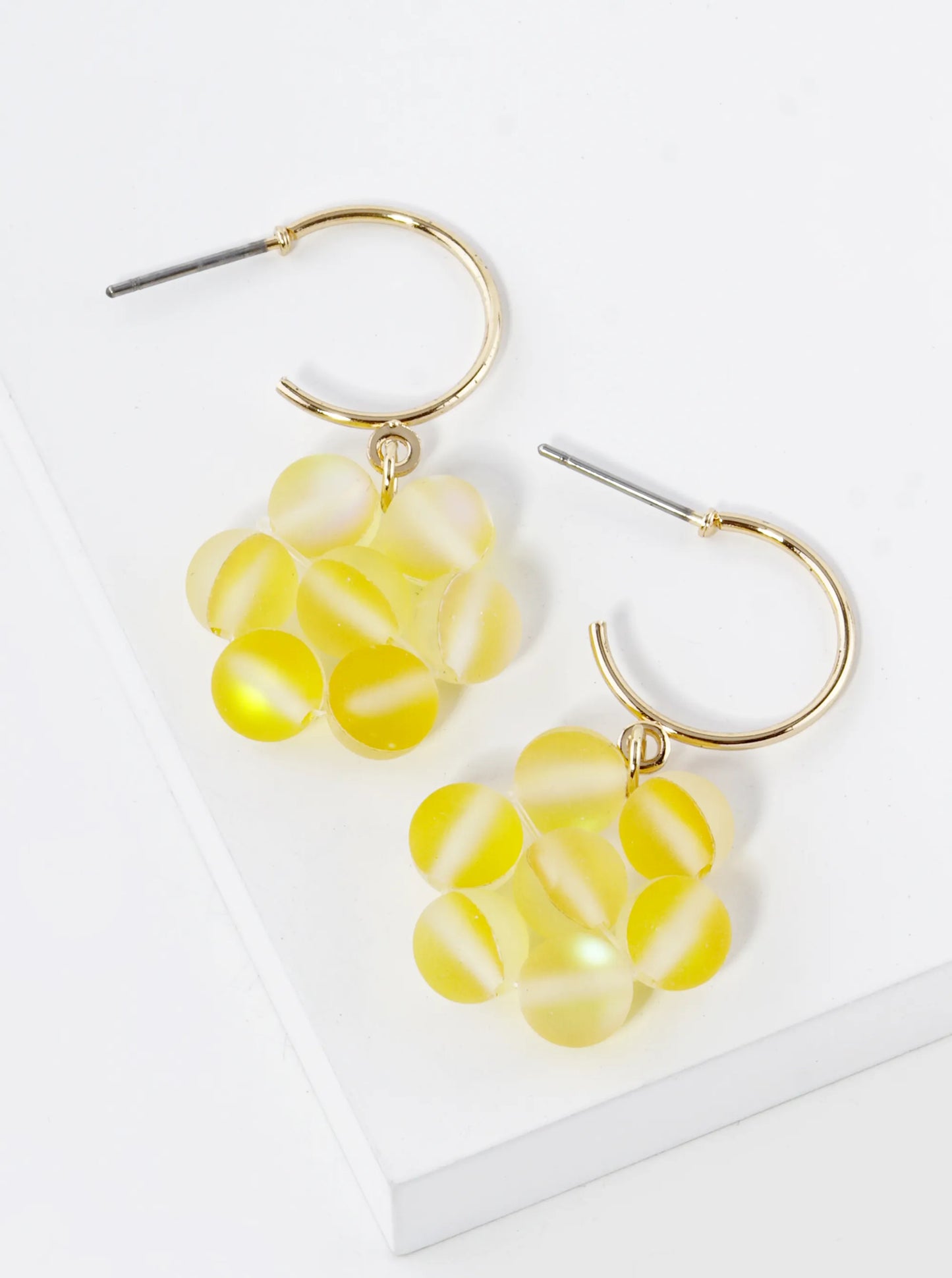 Silicone Beaded Flower Drop 15mm Open Hoop Earrings