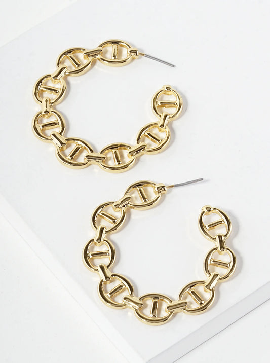 Simulated Anchor Chain 40mm Texture Hoop Earrings