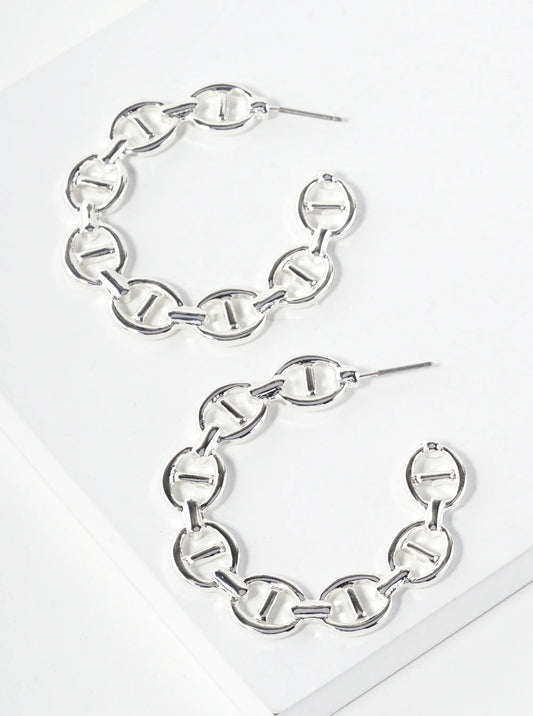 Simulated Anchor Chain 40mm Texture Hoop Earrings