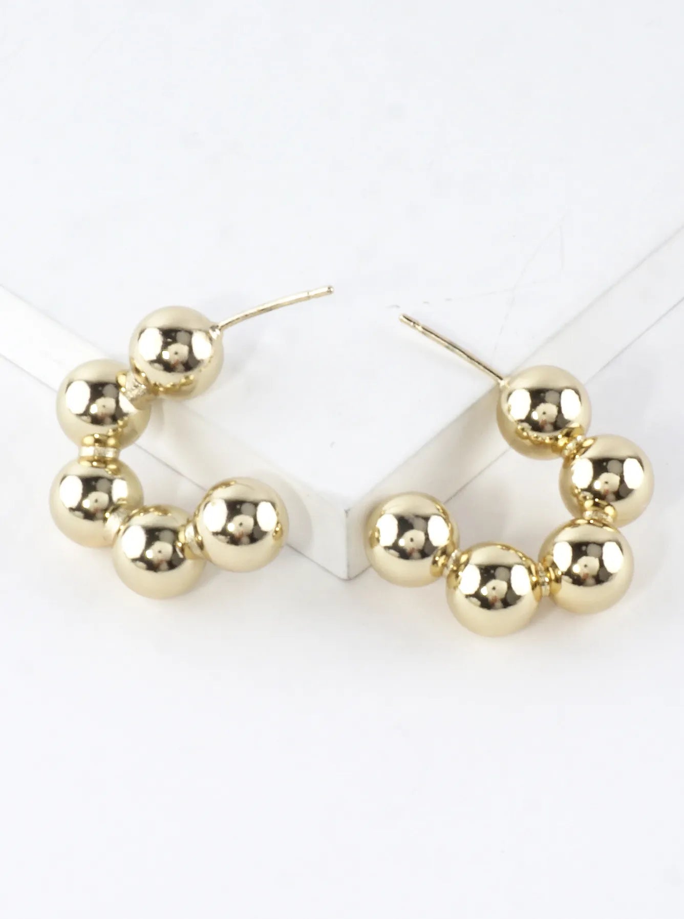 Simulated Ball Chain Chunky Hoop Earrings Small
