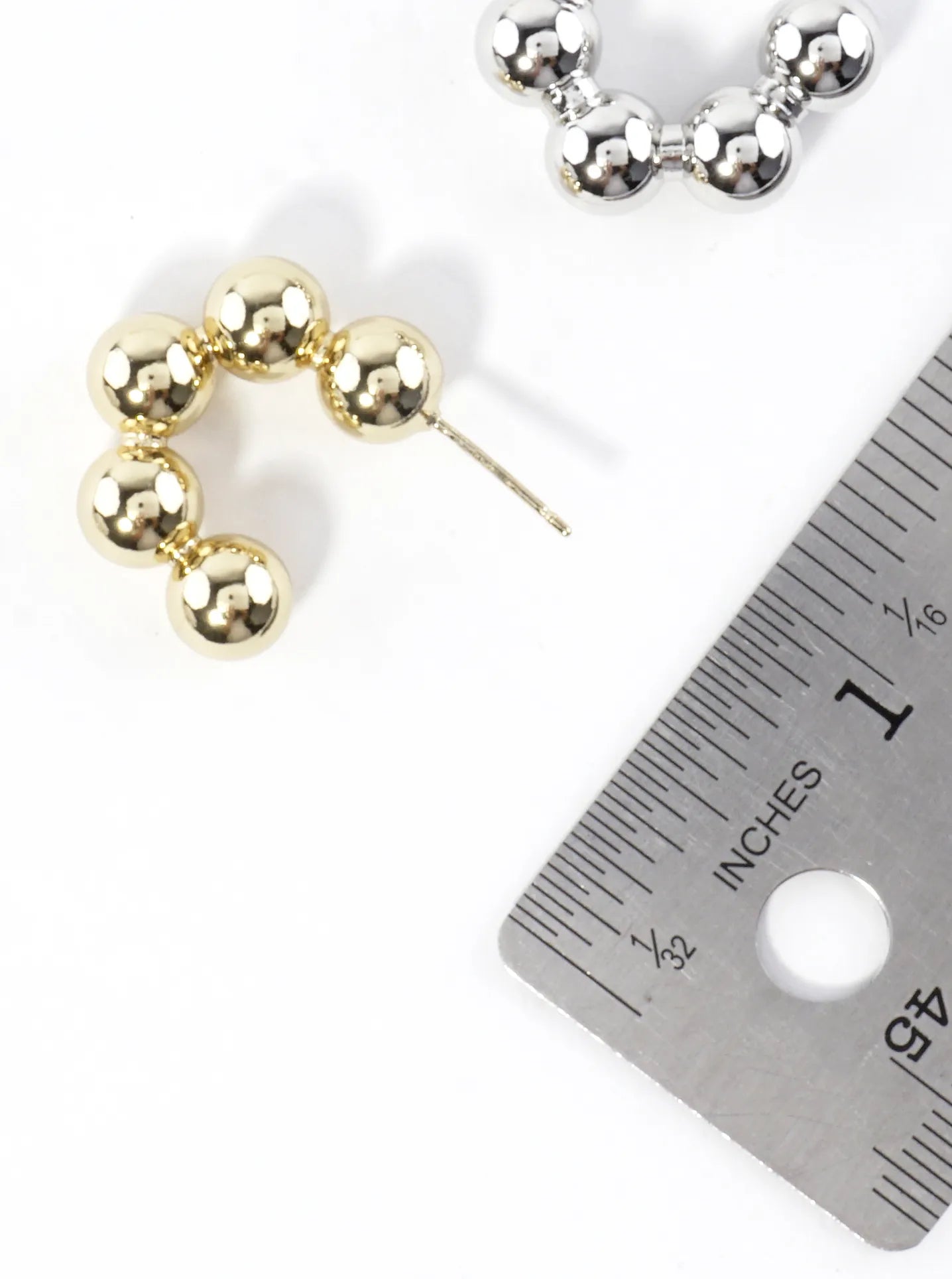 Simulated Ball Chain Chunky Hoop Earrings Small