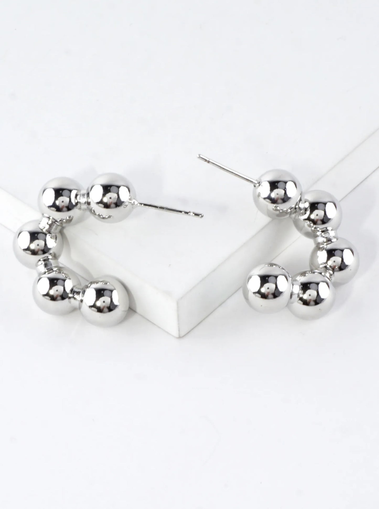 Simulated Ball Chain Chunky Hoop Earrings Small