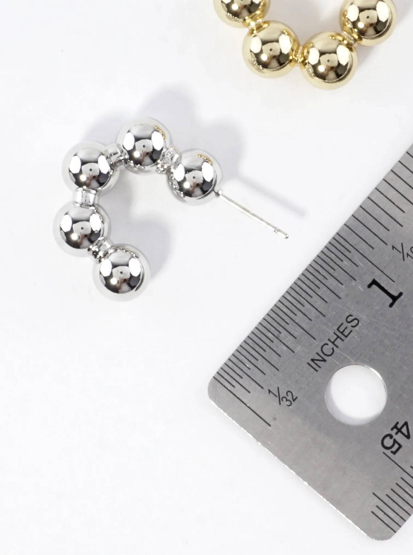 Simulated Ball Chain Chunky Hoop Earrings Small