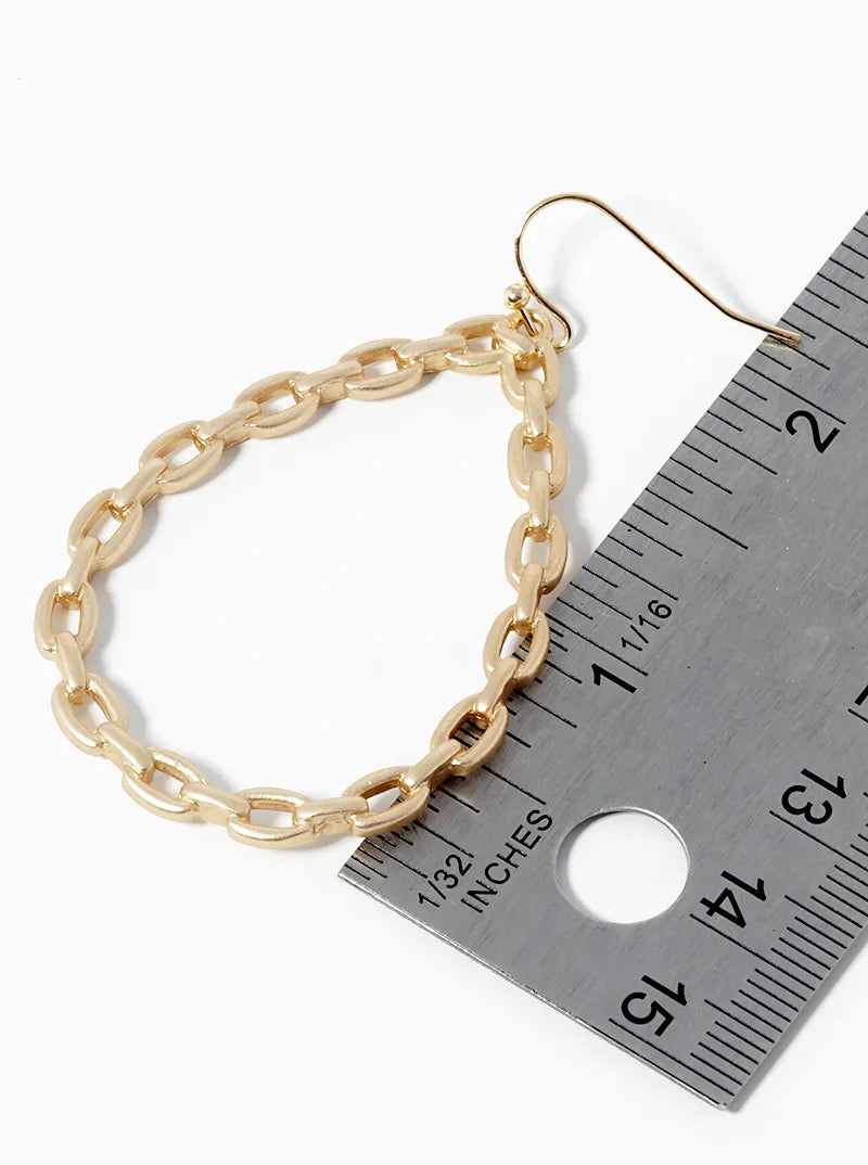 Simulated Chain Texture Teardrop Dangle Earrings