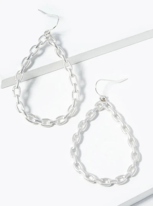 Simulated Chain Texture Teardrop Dangle Earrings