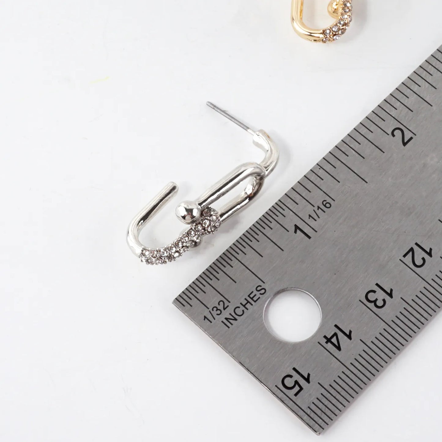 Simulated Horseshoe Chain Drop Earrings With Crystal