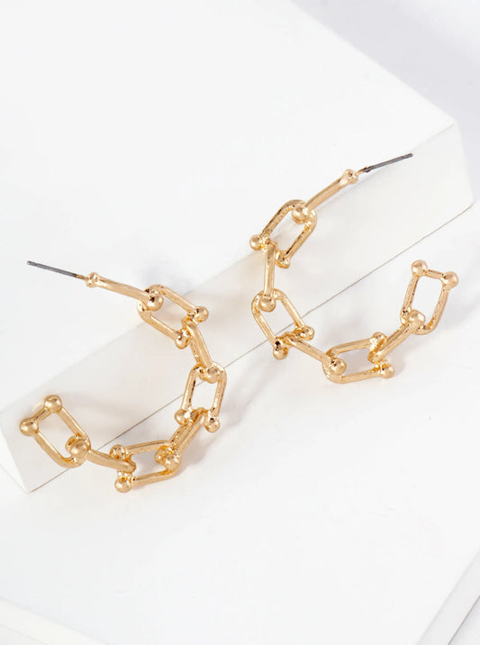 Simulated Horseshoe Chain Hoop Earrings