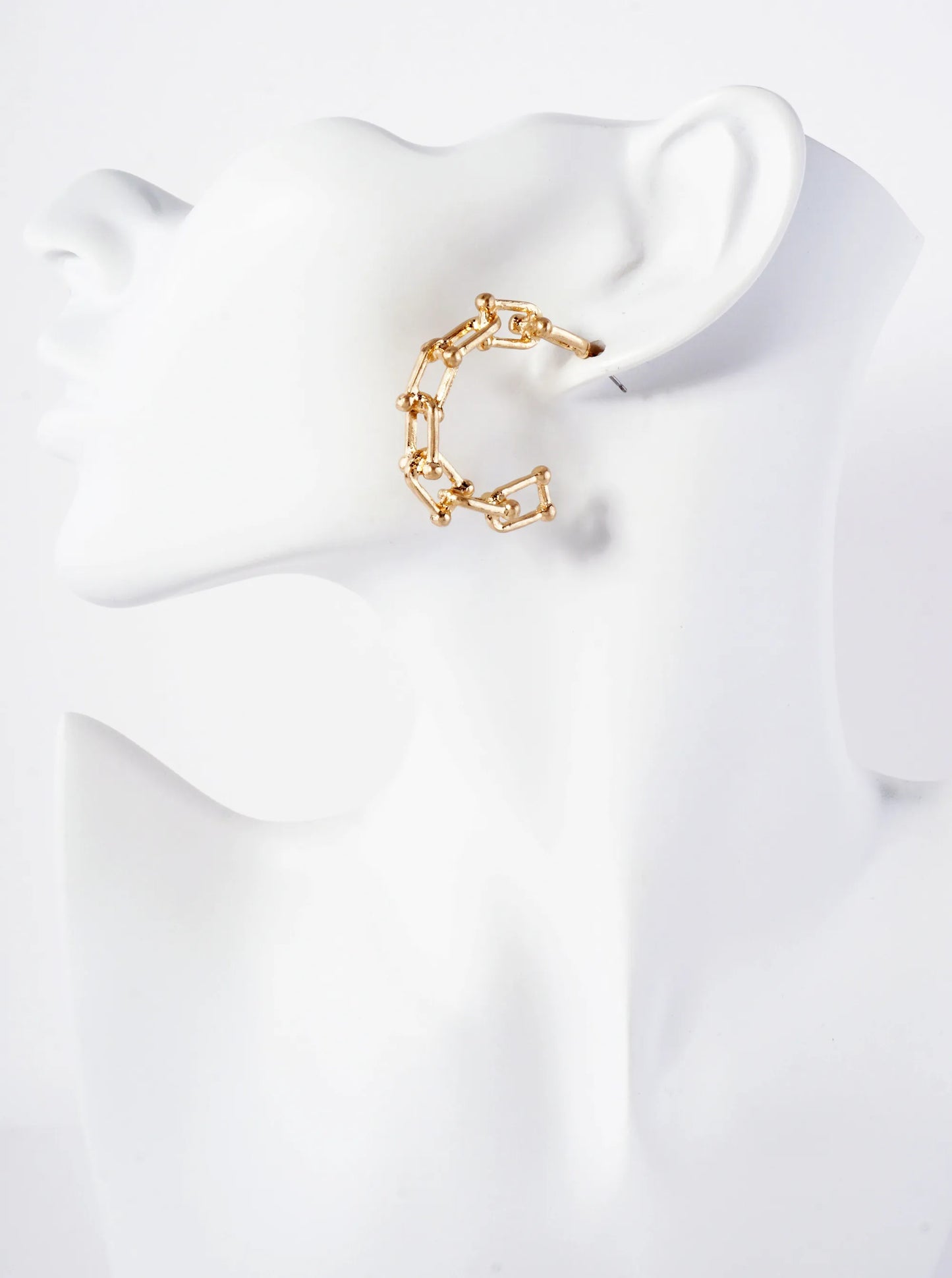 Simulated Horseshoe Chain Hoop Earrings