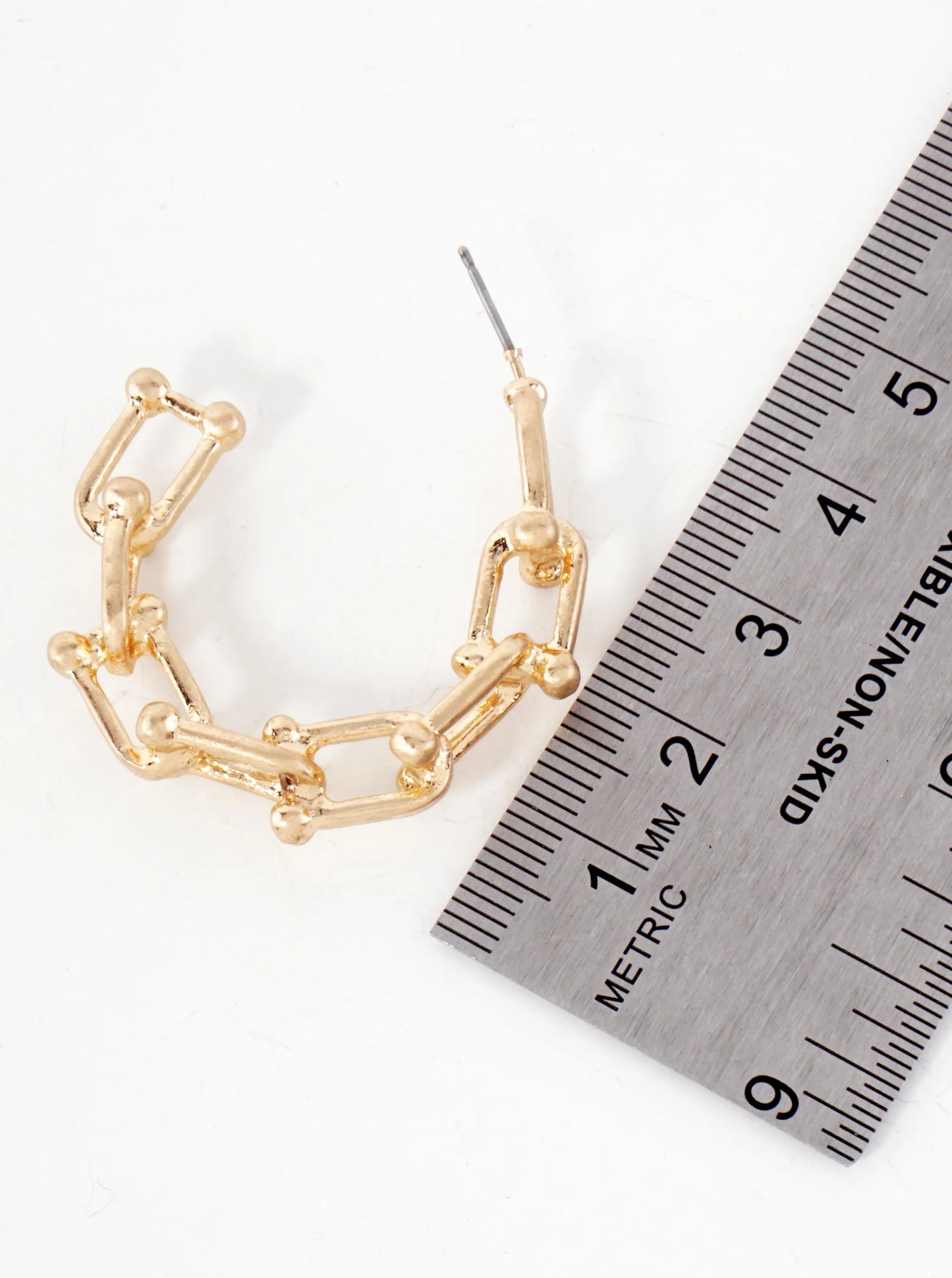 Simulated Horseshoe Chain Hoop Earrings