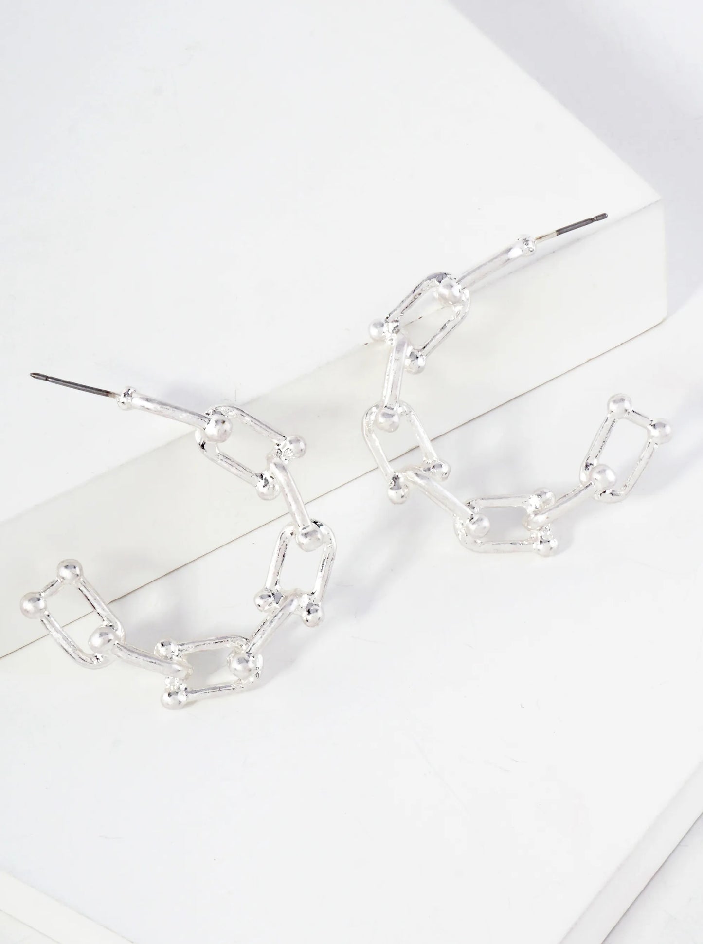 Simulated Horseshoe Chain Hoop Earrings