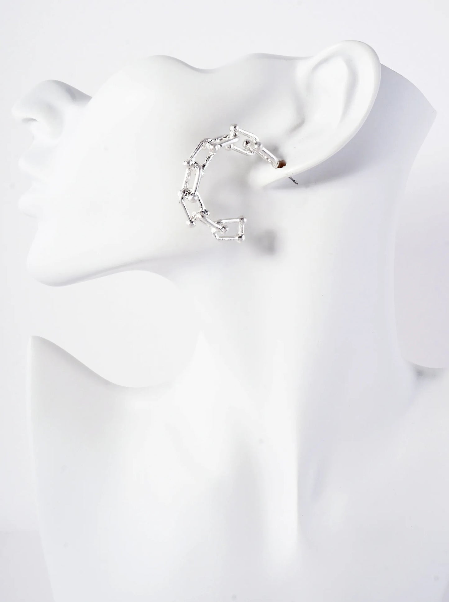 Simulated Horseshoe Chain Hoop Earrings