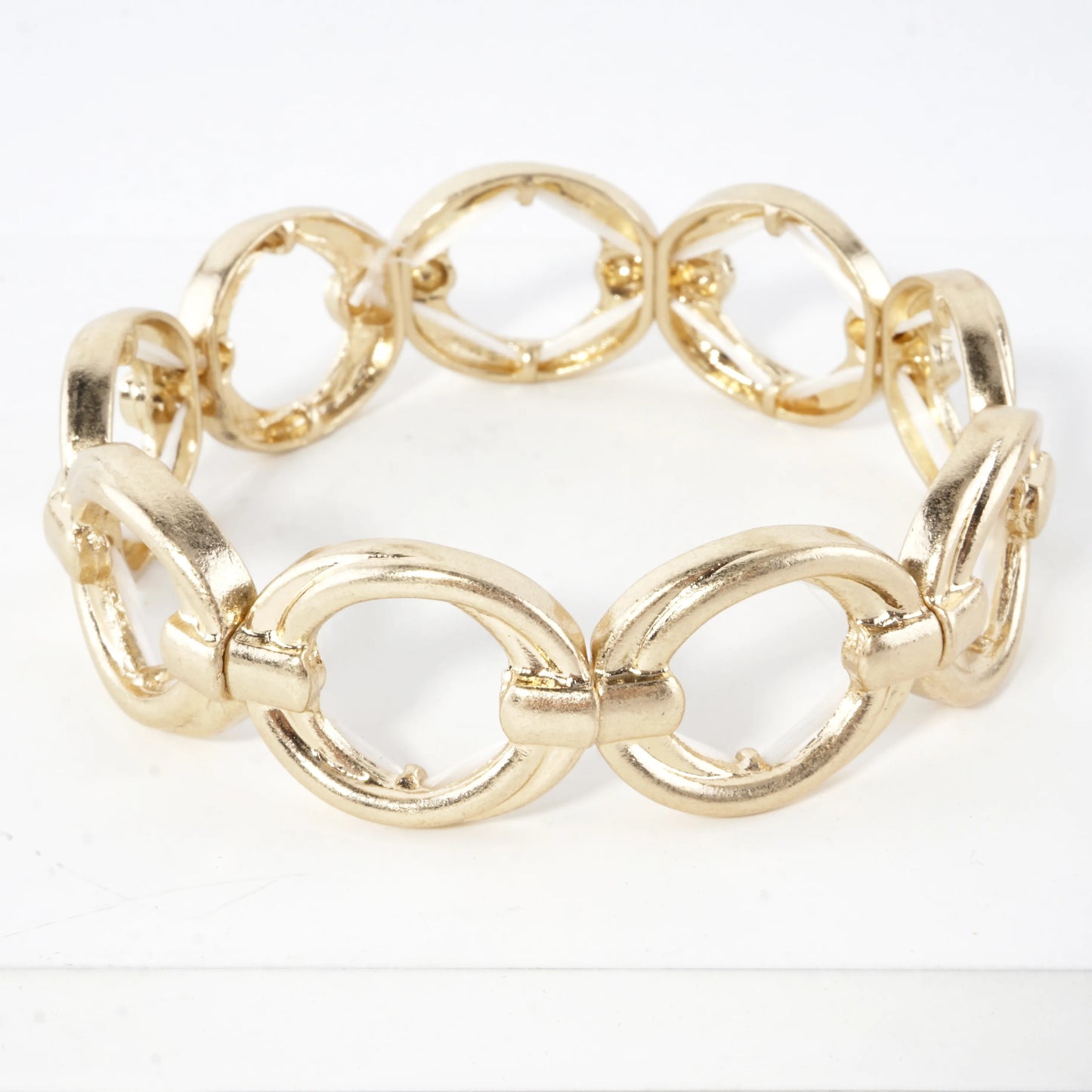 Simulated Knots Oval Alloy Cast Stretch Bracelet