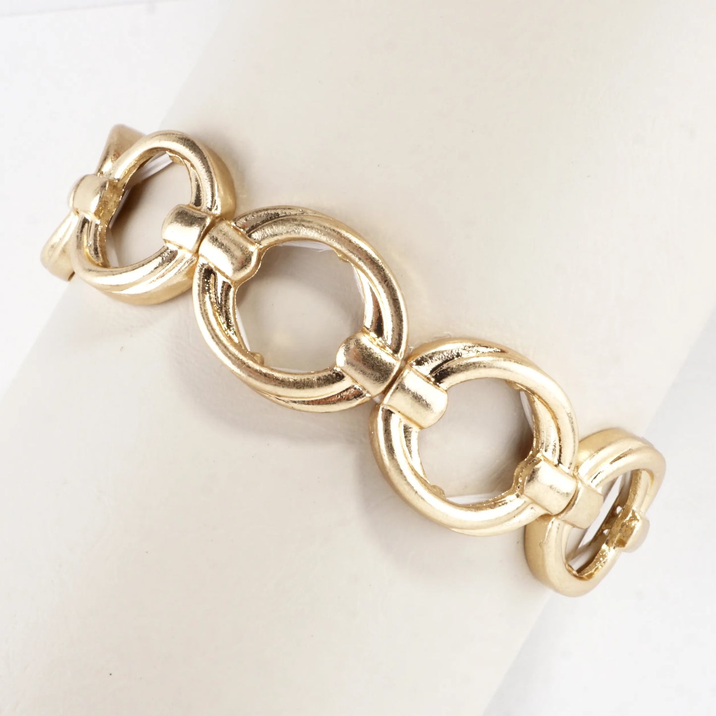 Simulated Knots Oval Alloy Cast Stretch Bracelet