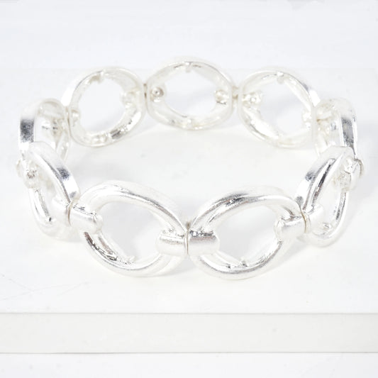 Simulated Knots Oval Alloy Cast Stretch Bracelet