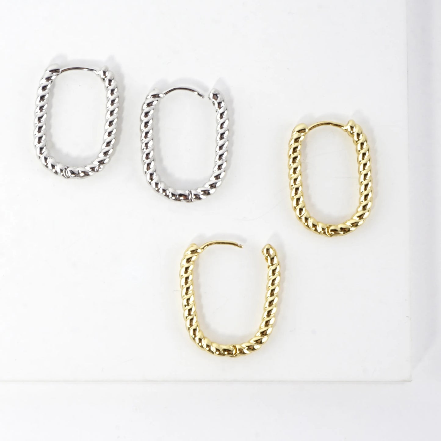 Simulated Twisted Brass Rope Cable Hoop Earrings