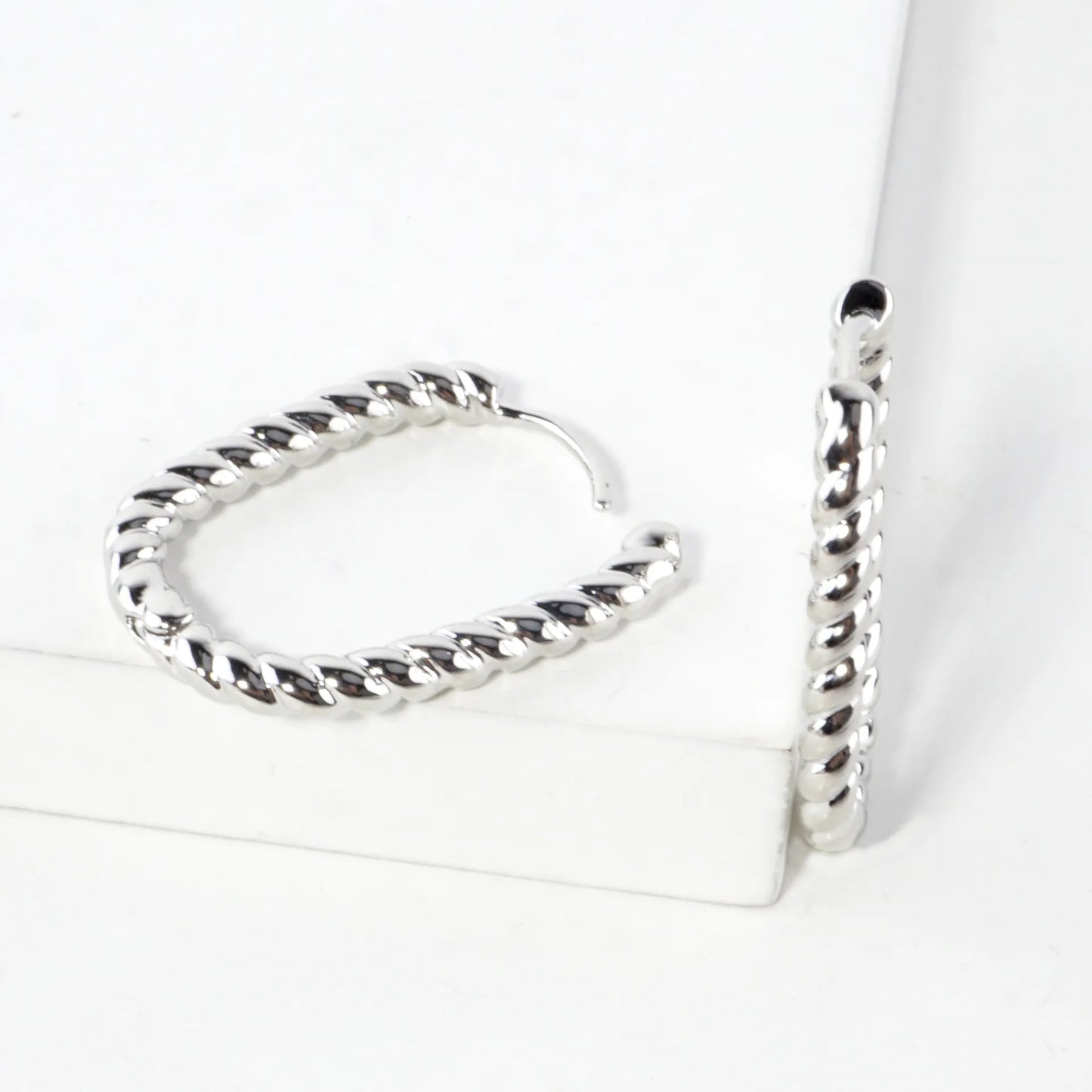 Simulated Twisted Brass Rope Cable Hoop Earrings