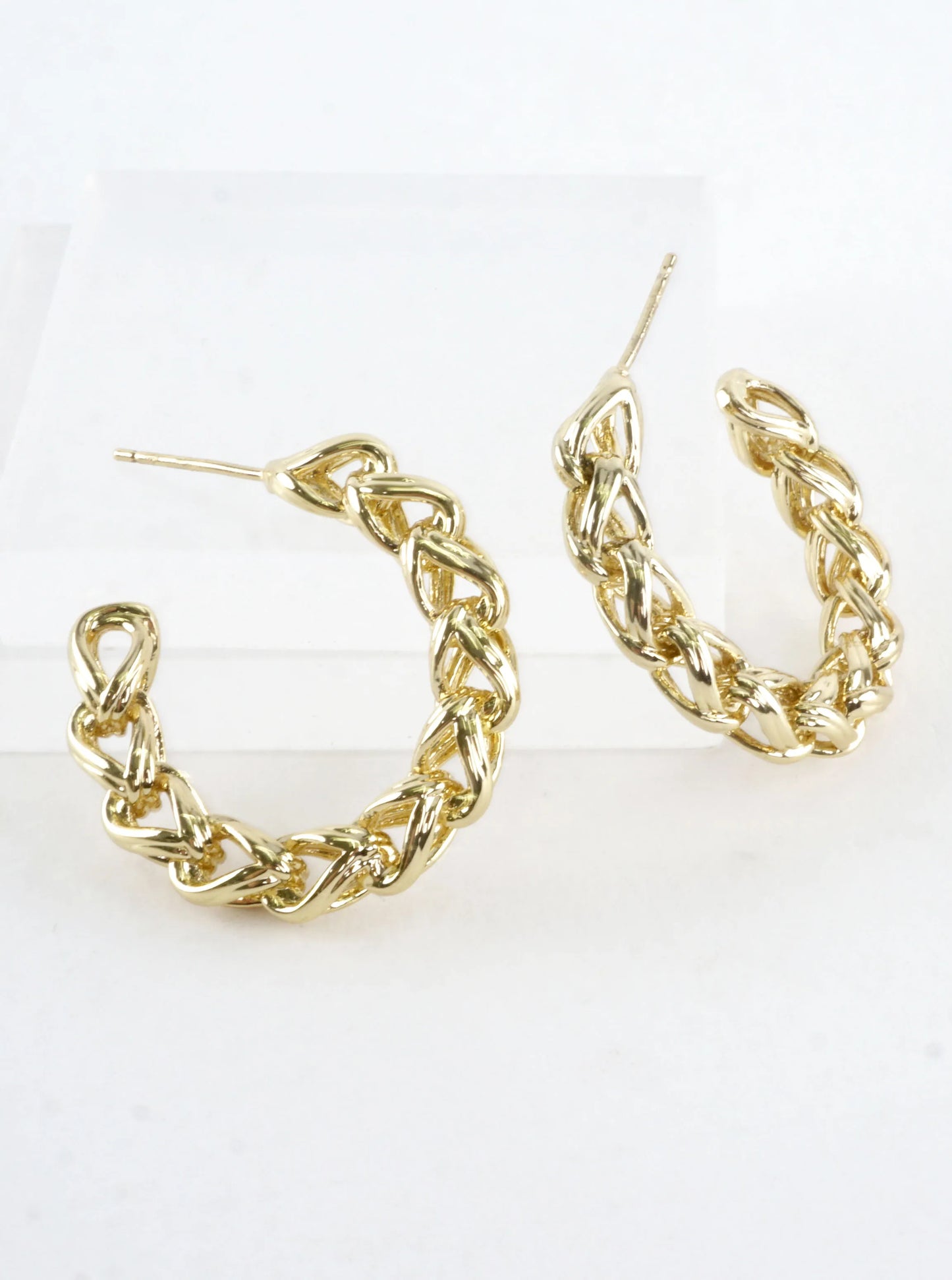 Simulated Wheat Chain Hoop Earrings