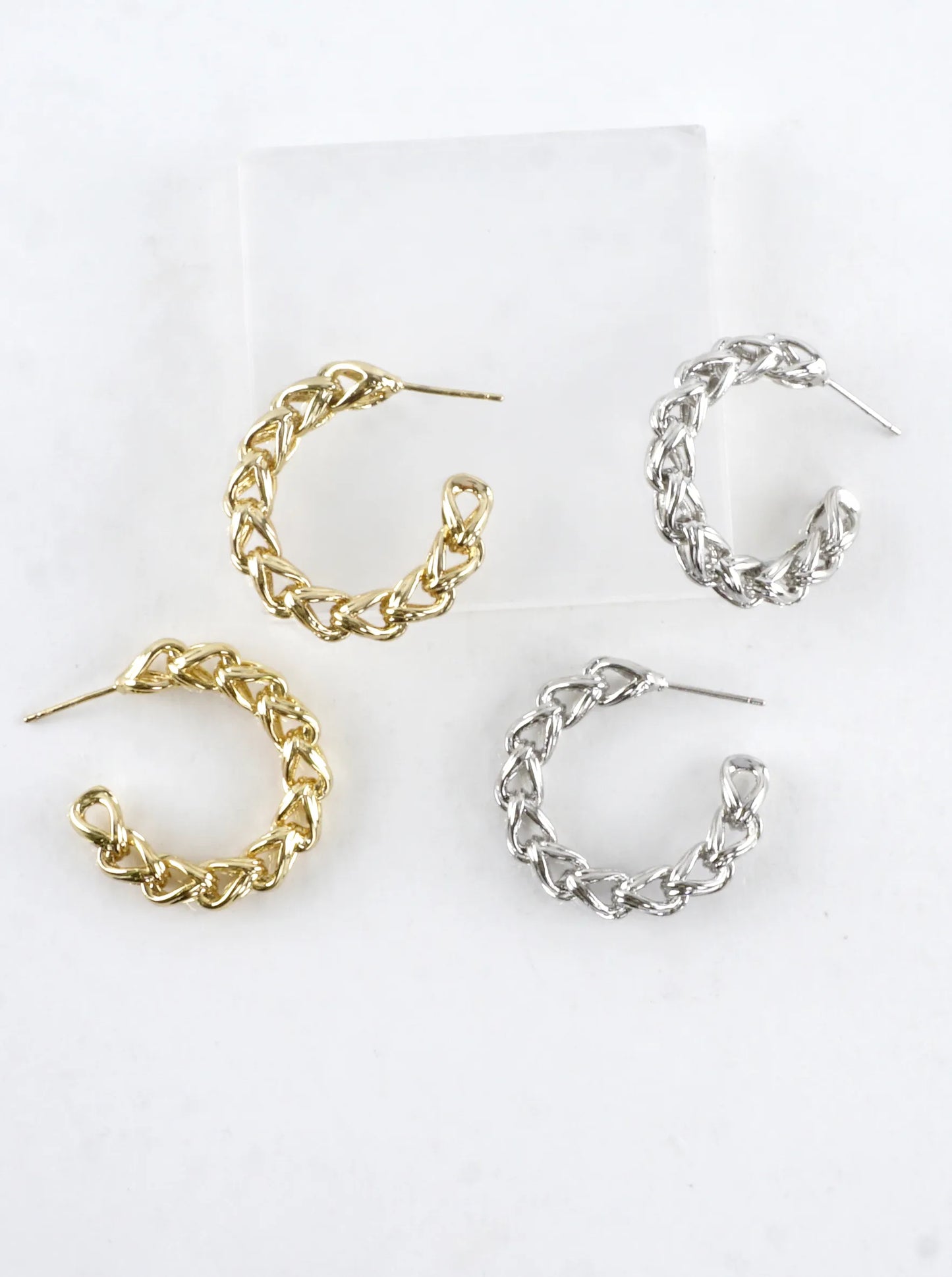 Simulated Wheat Chain Hoop Earrings