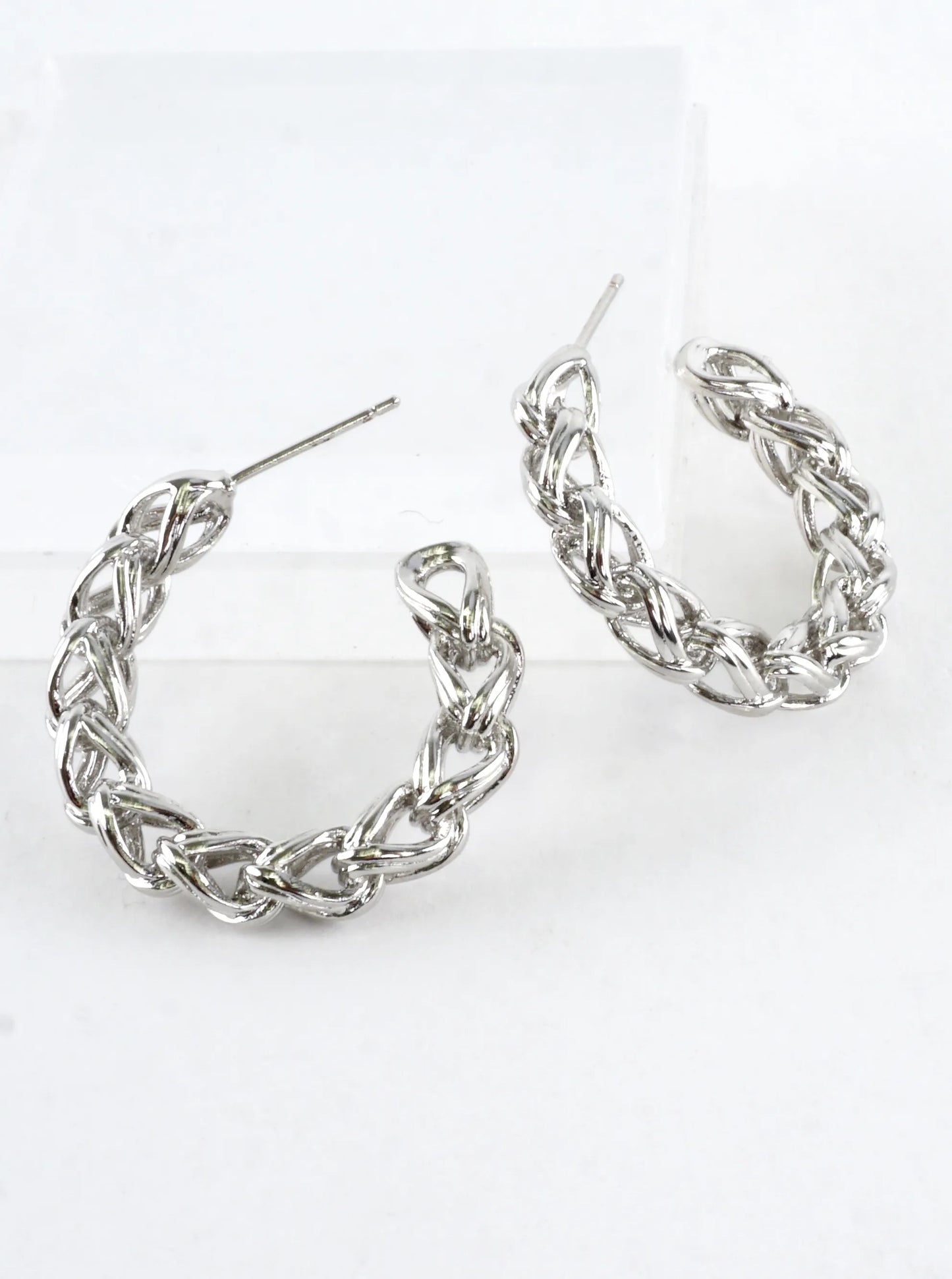 Simulated Wheat Chain Hoop Earrings