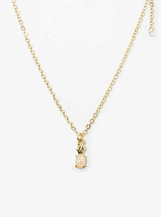 Simulated Opal Pineapple Pendant Dainty Necklace