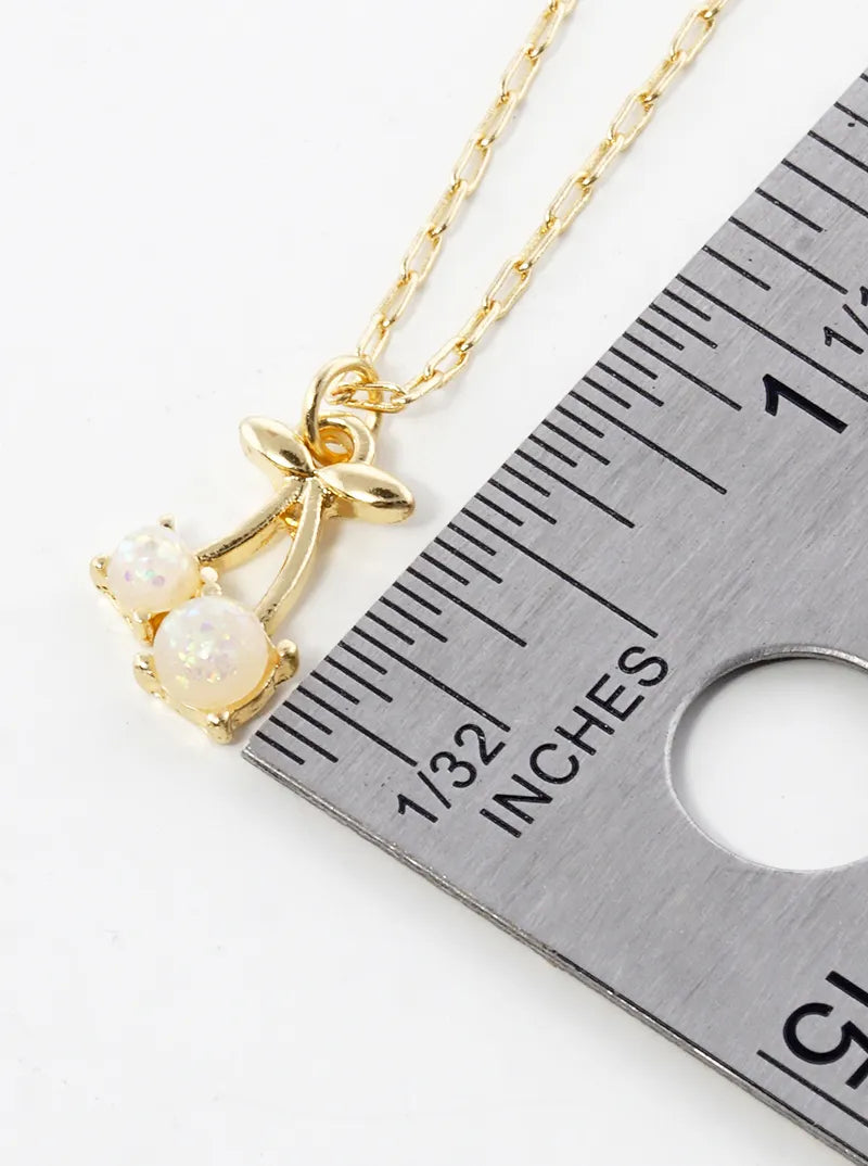 Simulated Open Cherry Pendant Layered Necklace