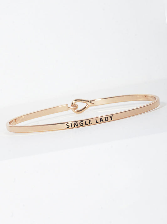 Single Lady Engraved Inspirational Bangle Bracelet