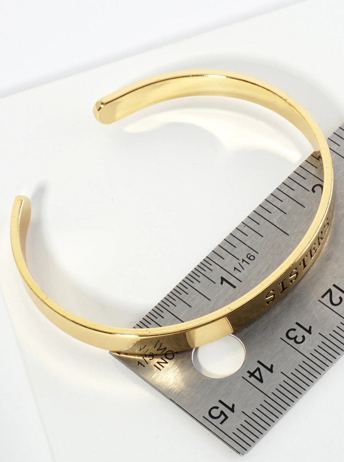 Sisters Engraved 18K Gold Dipped Open Cuff Bangle Bracelet