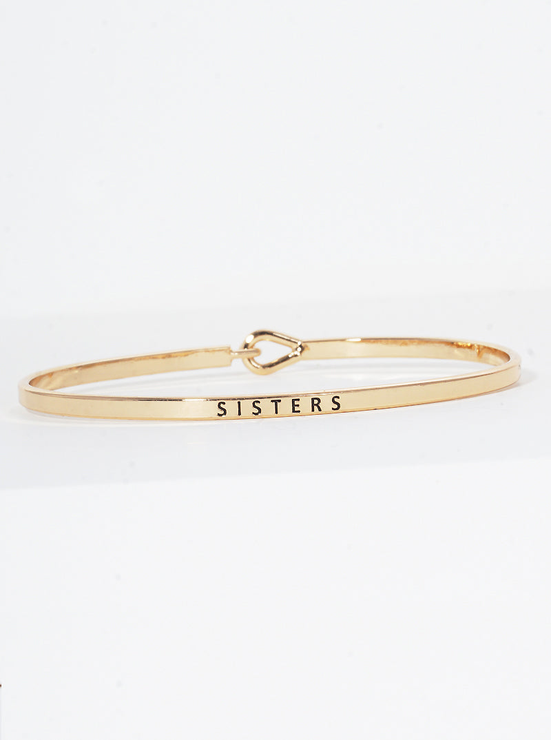 Sisters Engraved Inspirational Bangle Bracelet