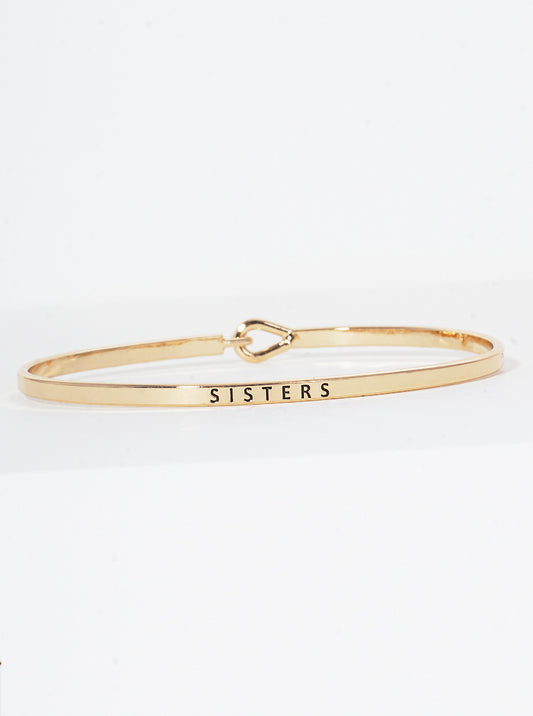 Sisters Engraved Inspirational Bangle Bracelet